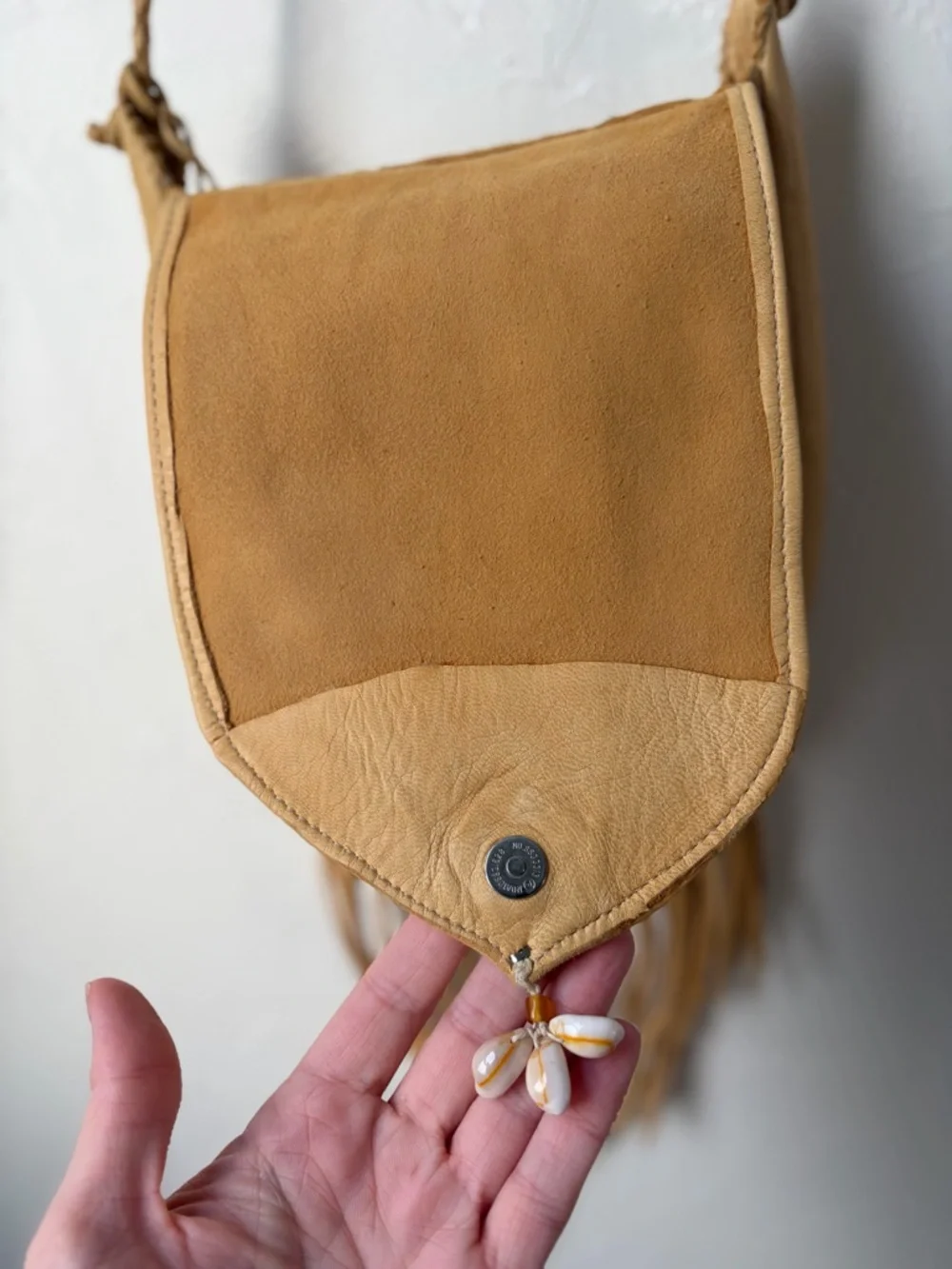 Vintage Elaine Snyder Buckskin Clothier Fringe Crossbody Bag Montana Made